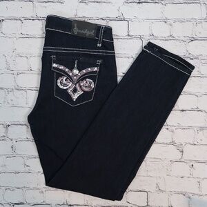 Soundgirl Women's Black Jeans with Decorative Pocket